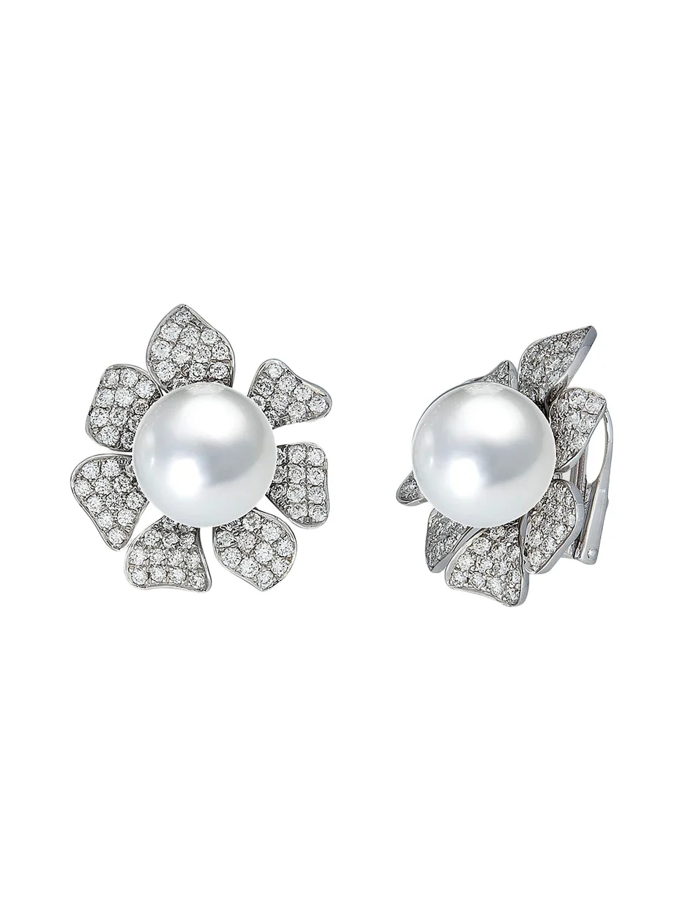 Women's 18K White Gold, South Sea Pearl & 2.34 TCW Diamond Stud Earrings Women's 18K White Gold, South Sea Pearl & 2.34 TCW Diamond Stud Earrings