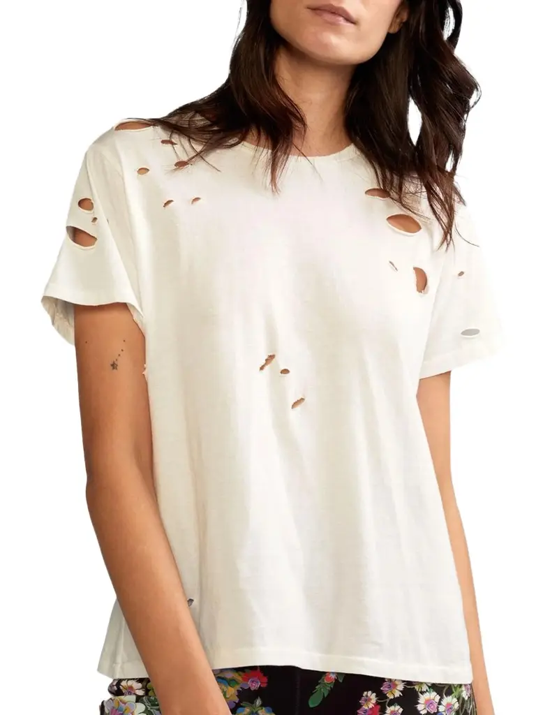 CYNTHIA ROWLEY Women's Distressed Cotton T-Shirt