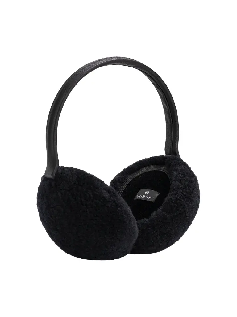 Women's Select Shearling Lamb Earmuffs with Leather Frame - Black Women's Select Shearling Lamb Earmuffs with Leather Frame - Black