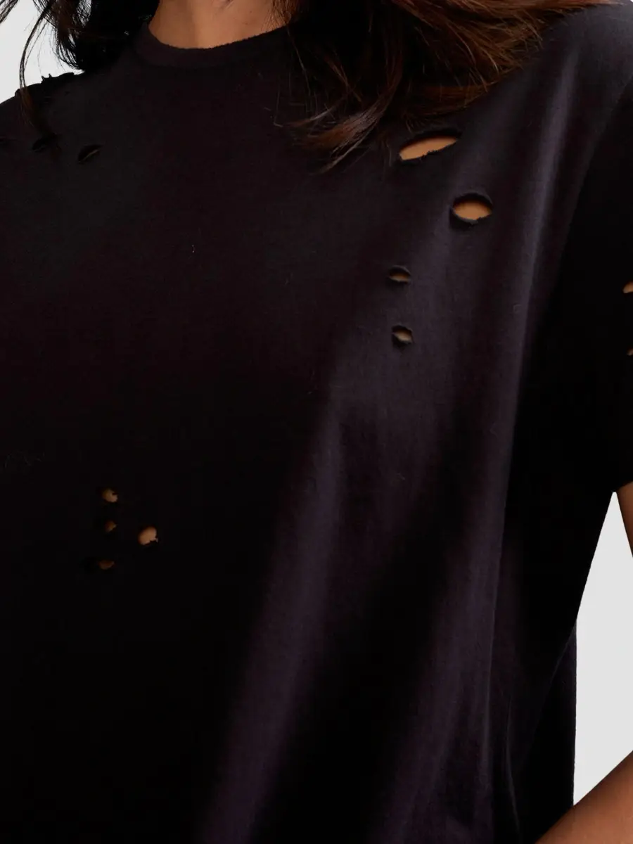 CYNTHIA ROWLEY Women's Distressed Cotton T-Shirt | Thumbnail 3