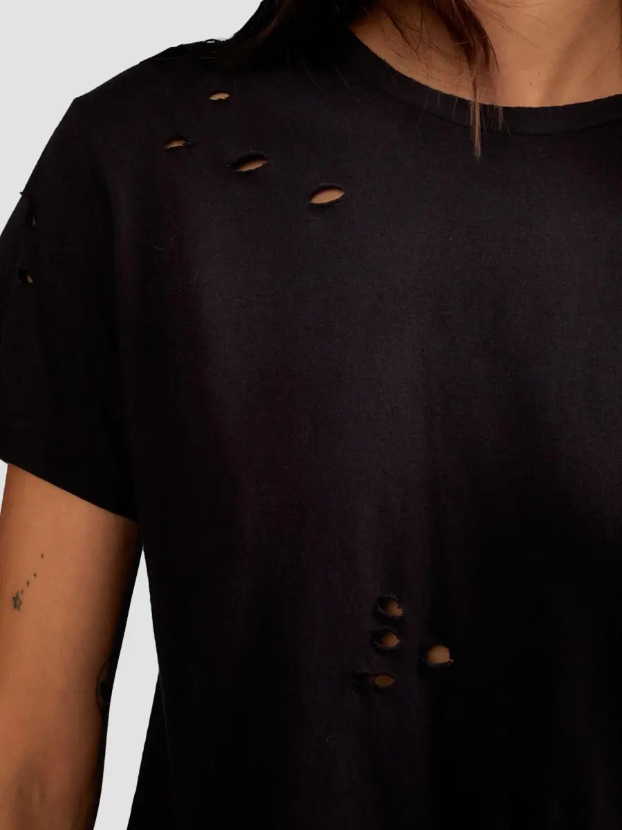 CYNTHIA ROWLEY Women's Distressed Cotton T-Shirt | Thumbnail 4