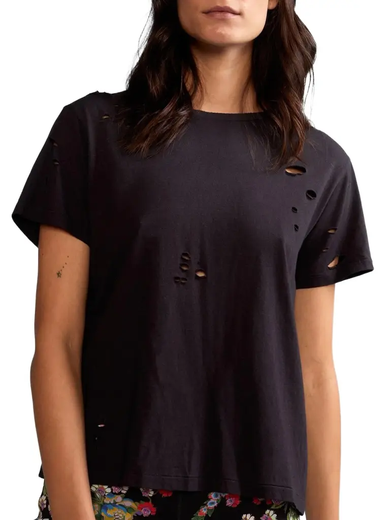 CYNTHIA ROWLEY Women's Distressed Cotton T-Shirt