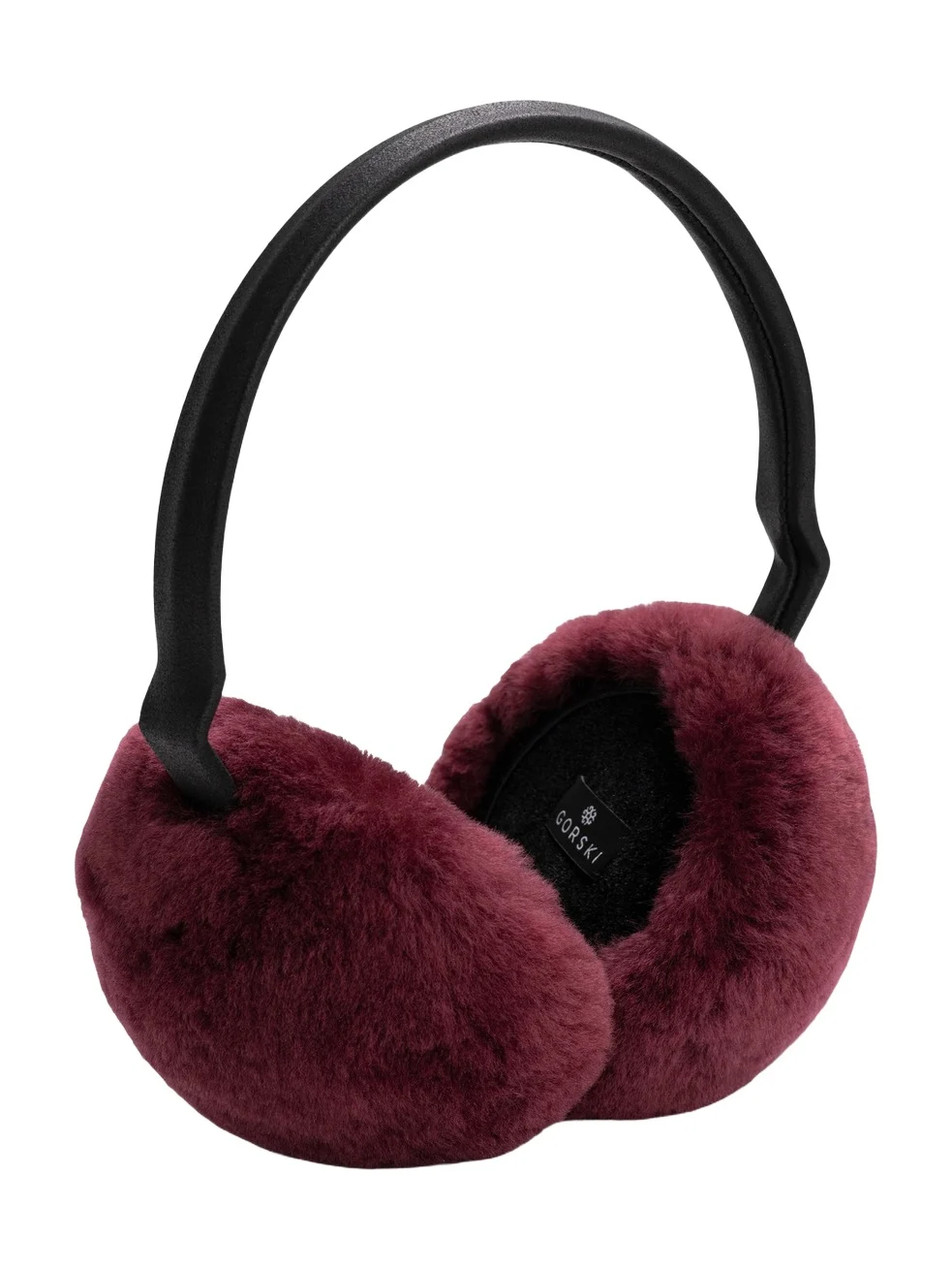 Gorski Women's Select Shearling Lamb Earmuffs with Leather Frame - Burgundy
