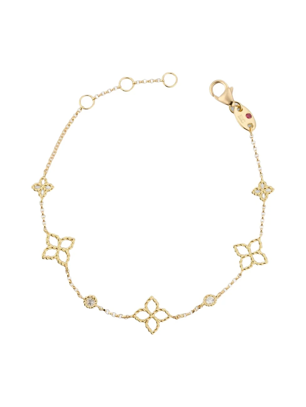 Women's Principessa 18K Yellow Gold & 0.06 TCW Diamond Flower Chain Bracelet Women's Principessa 18K Yellow Gold & 0.06 TCW Diamond Flower Chain Bracelet