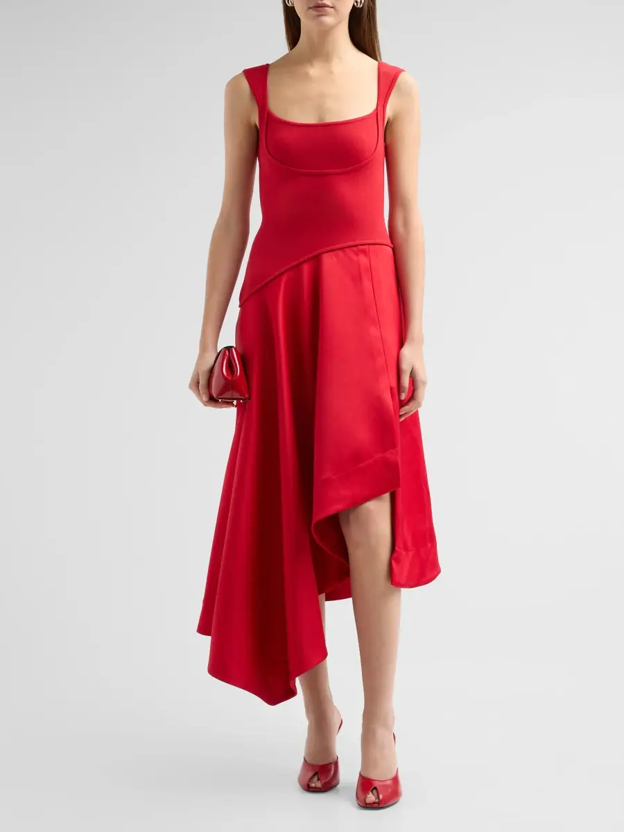 Amur Women's Scarlet Asymmetric Midi Dress | Thumbnail 2 Amur Women's Scarlet Asymmetric Midi Dress | Thumbnail 2
