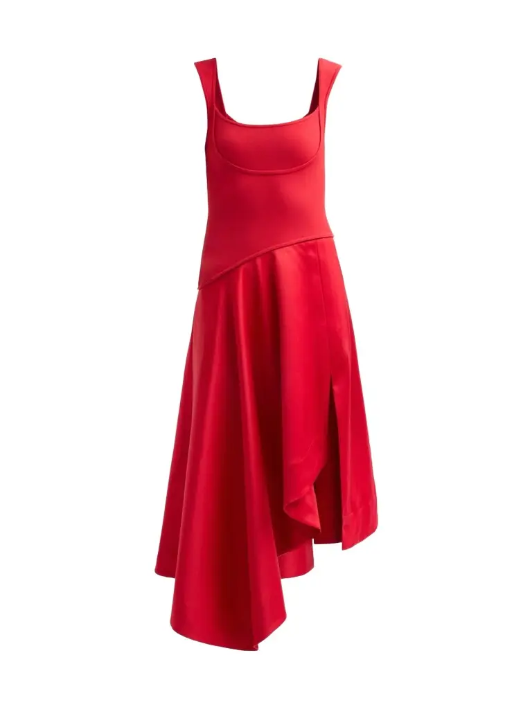 Amur Women's Scarlet Asymmetric Midi Dress