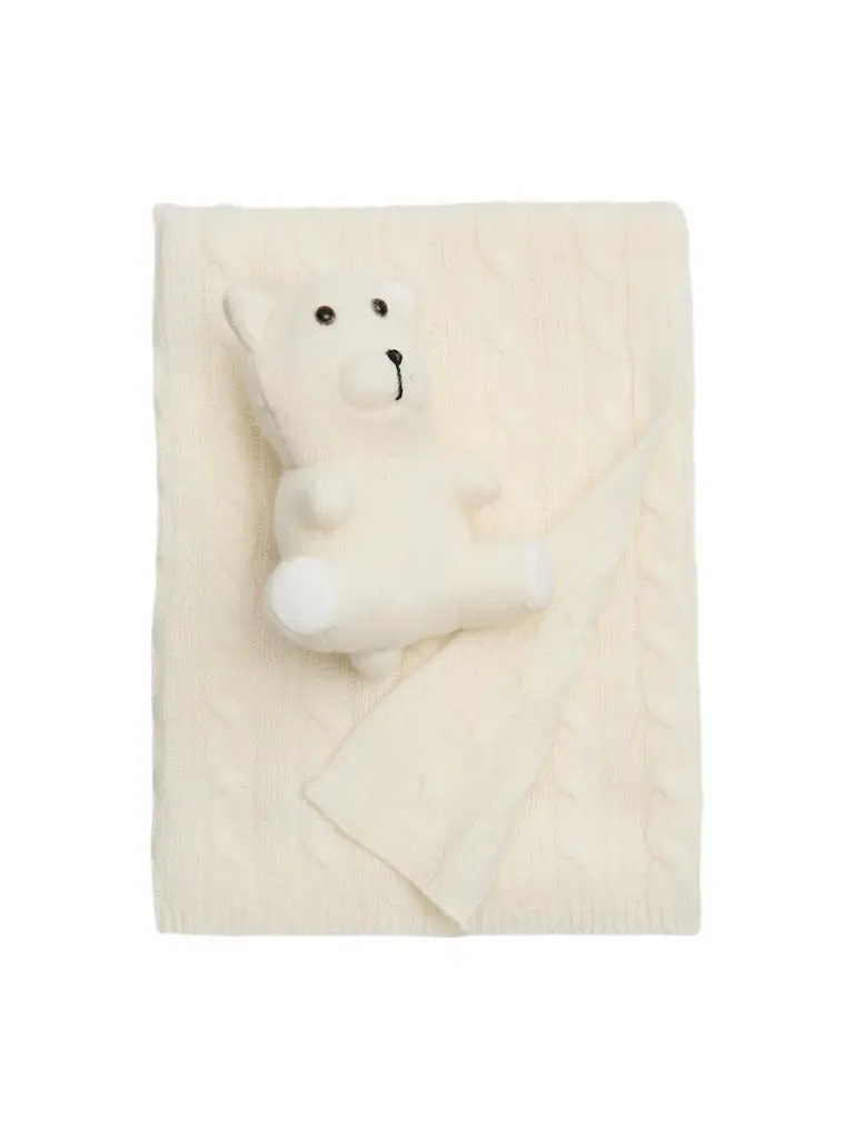 Sofia Cashmere Unisex Angel Cashmere Baby Blanket & Teddy Bear Set