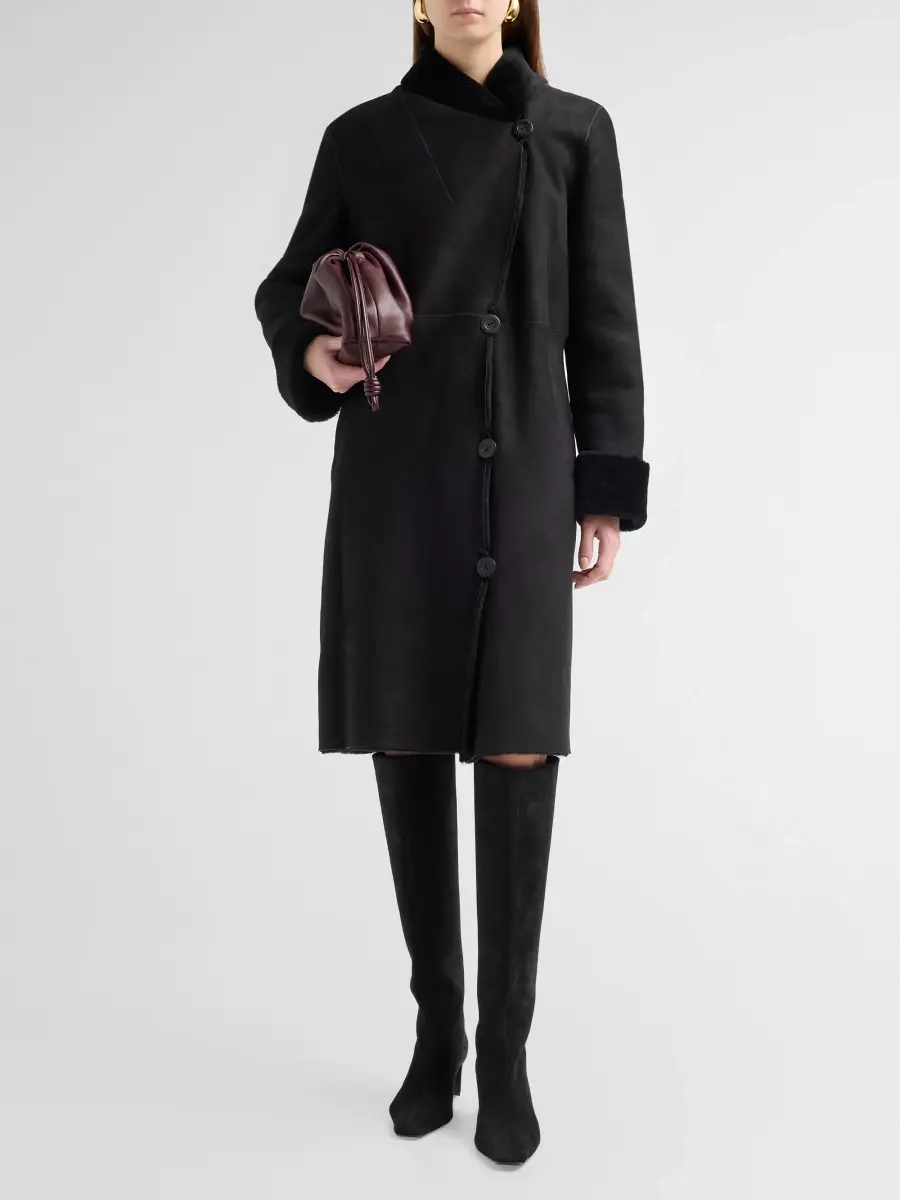 Sofia Cashmere Women's Shearling Shawl Collar Coat | Thumbnail 2