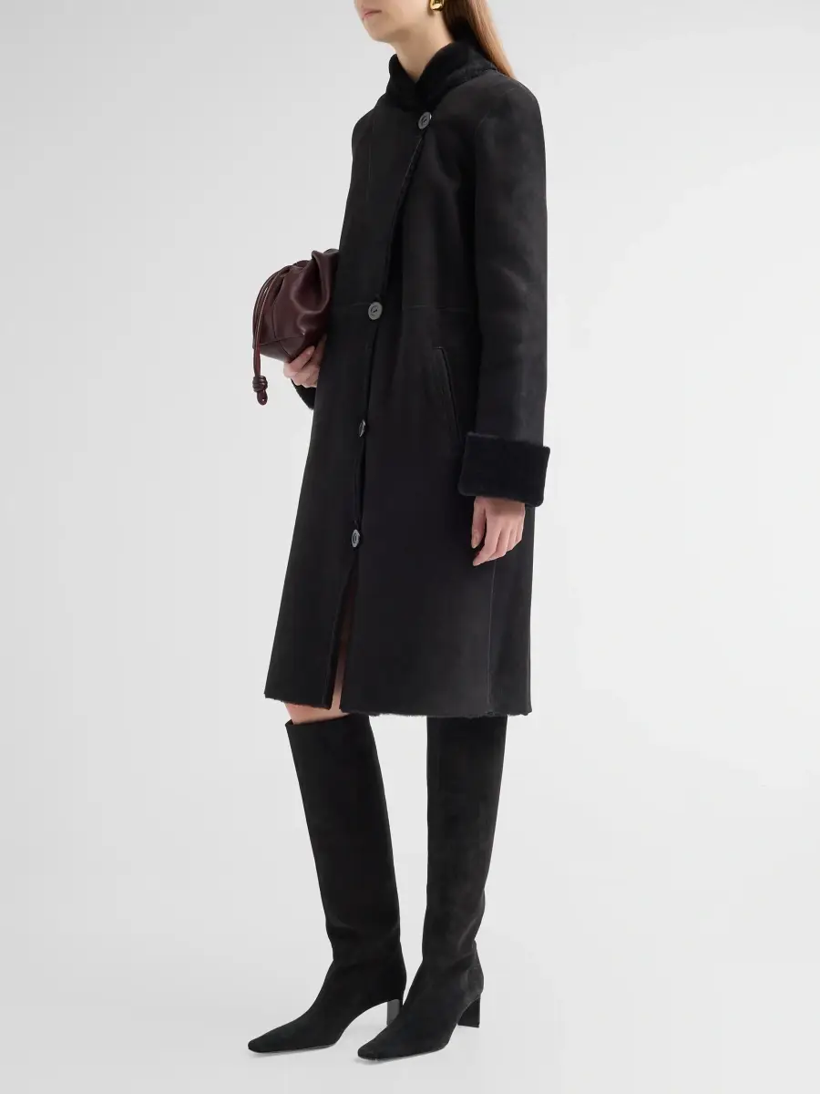 Sofia Cashmere Women's Shearling Shawl Collar Coat | Thumbnail 4