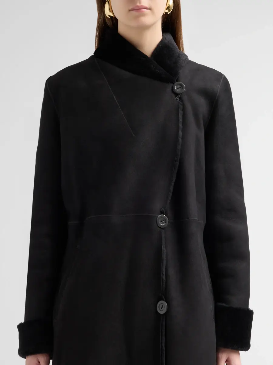 Sofia Cashmere Women's Shearling Shawl Collar Coat | Thumbnail 5