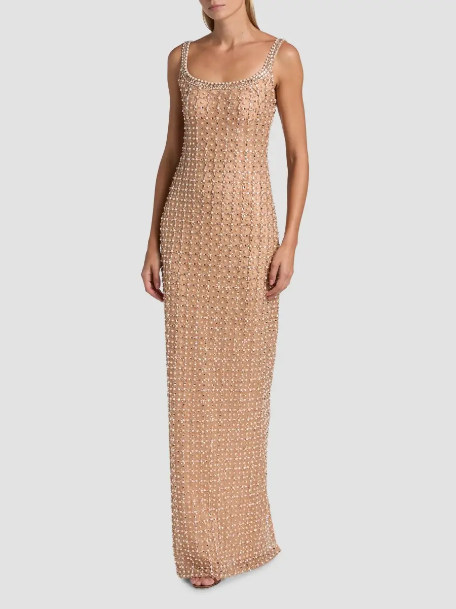 PAMELLA ROLAND Women's Imitation Pearl & Bead-Embroidered Tulle Gown | Thumbnail 2 PAMELLA ROLAND Women's Imitation Pearl & Bead-Embroidered Tulle Gown | Thumbnail 2