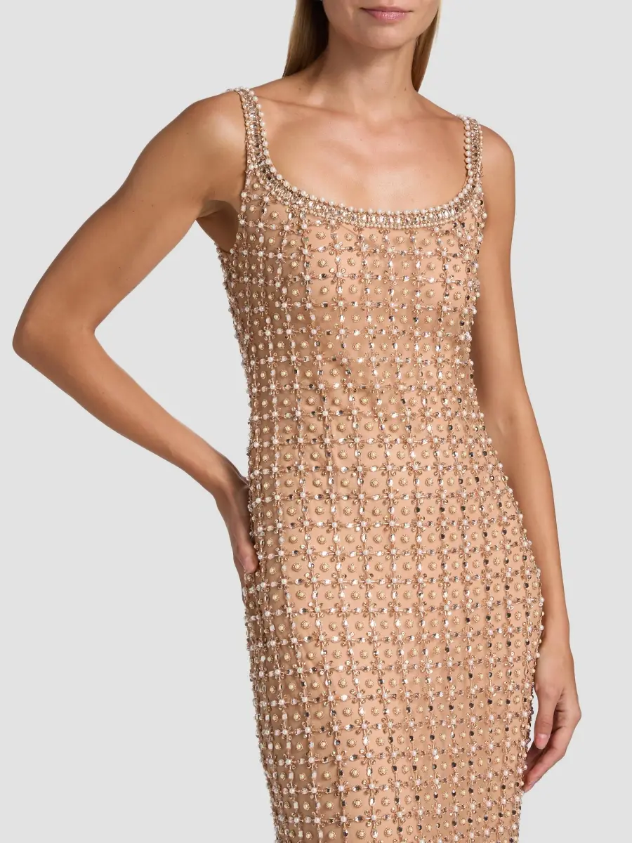 PAMELLA ROLAND Women's Imitation Pearl & Bead-Embroidered Tulle Gown | Thumbnail 6 PAMELLA ROLAND Women's Imitation Pearl & Bead-Embroidered Tulle Gown | Thumbnail 6