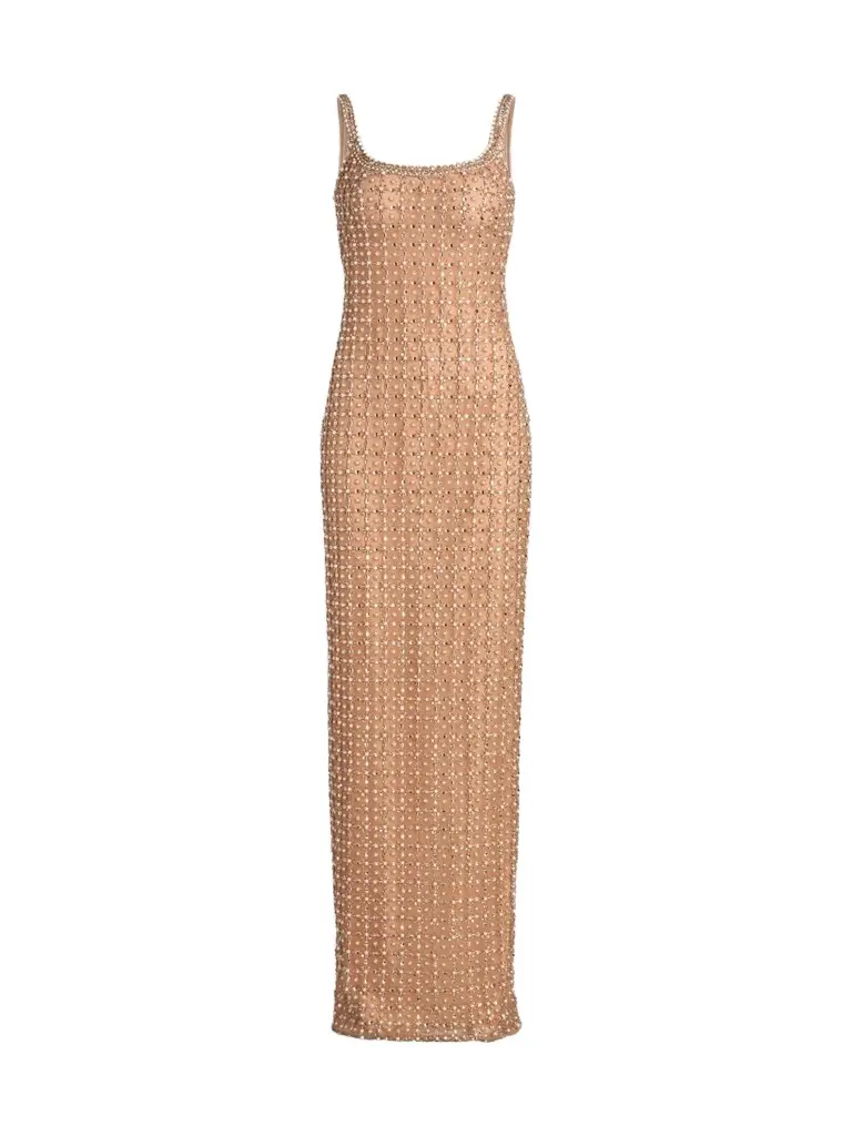 PAMELLA ROLAND Women's Imitation Pearl & Bead-Embroidered Tulle Gown