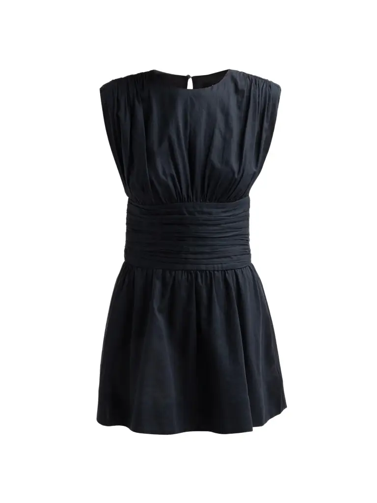 Toccin Women's Eloise Strong Shoulder Ruched Mini Dress