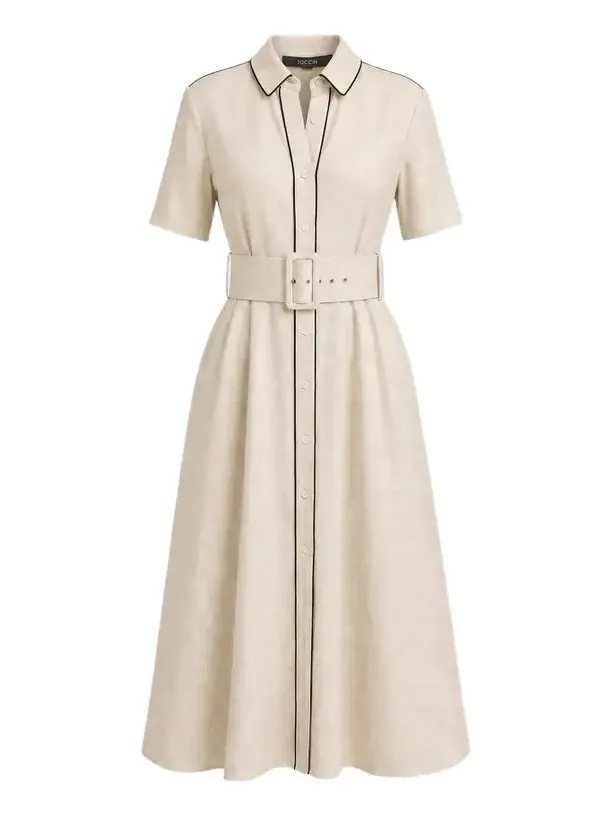 Women's Jean Linen-Blend Midi Shirtdress Women's Jean Linen-Blend Midi Shirtdress