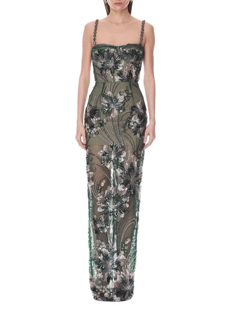 Bronx and Banco Women's Embellished Sweetheart Maxi Dress