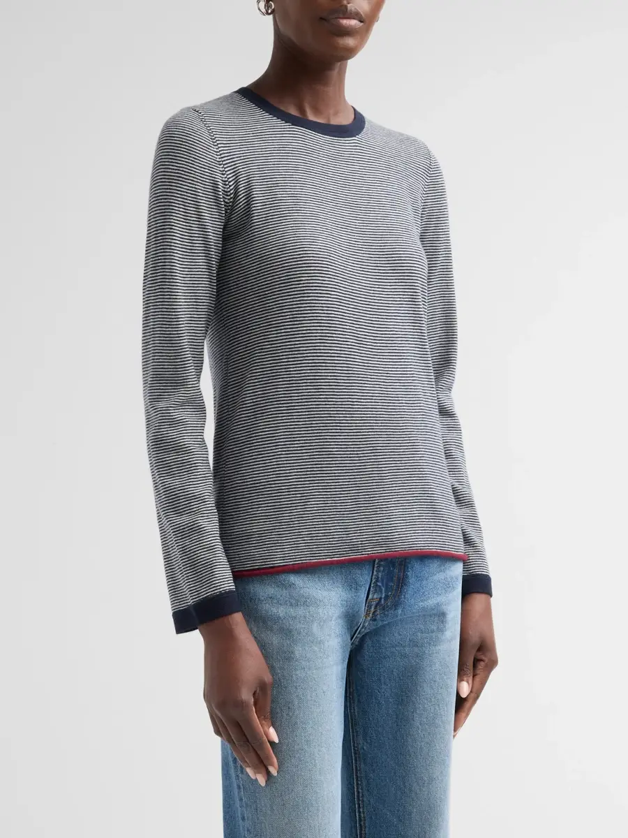 MAJESTIC FILATURES Women's Stripe Cashmere Long-Sleeve Crewneck T-Shirt | Thumbnail 4 MAJESTIC FILATURES Women's Stripe Cashmere Long-Sleeve Crewneck T-Shirt | Thumbnail 4