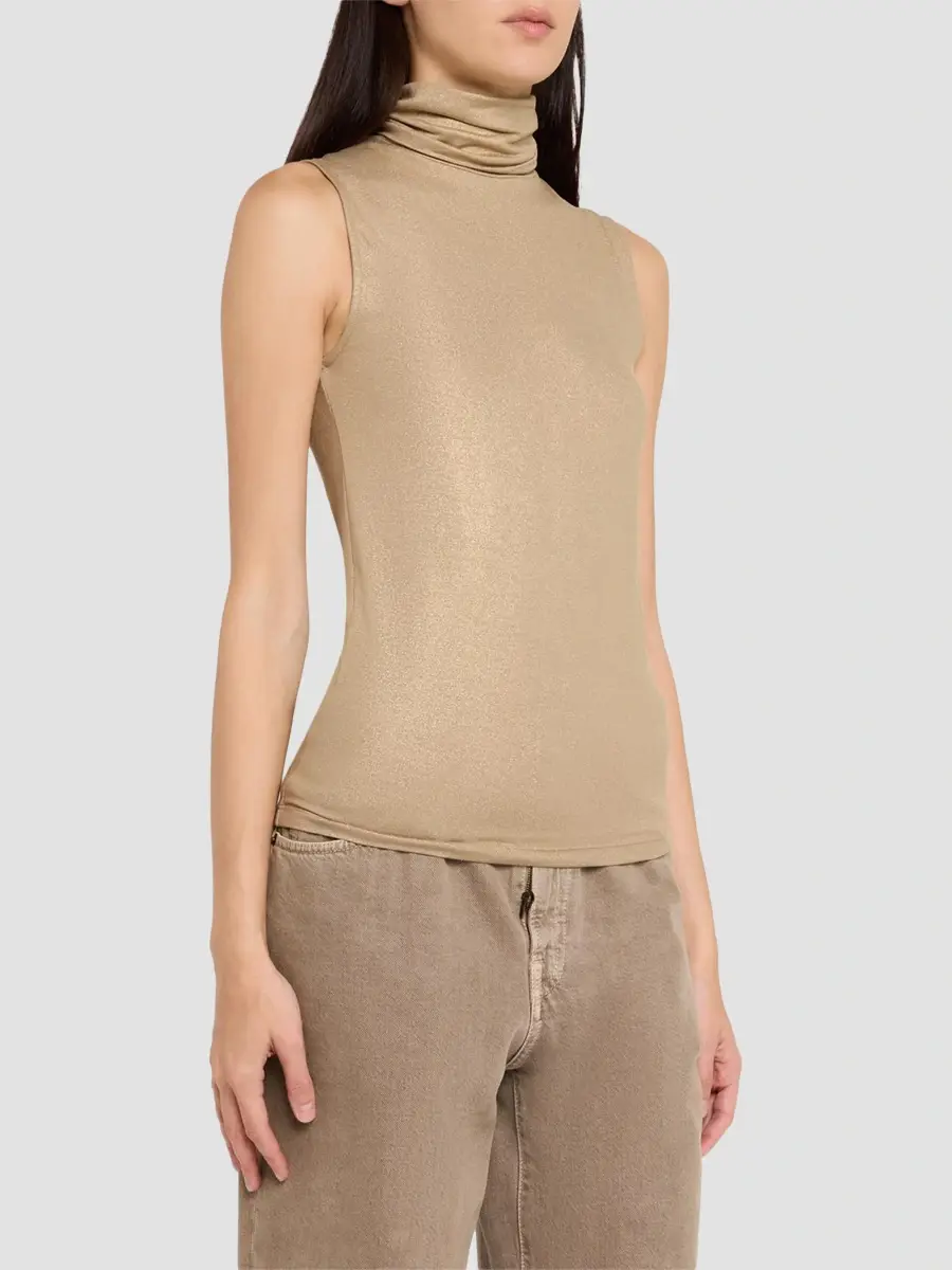 MAJESTIC FILATURES Women's Soft Touch Metallic Sleeveless Turtleneck Top | Thumbnail 4 MAJESTIC FILATURES Women's Soft Touch Metallic Sleeveless Turtleneck Top | Thumbnail 4