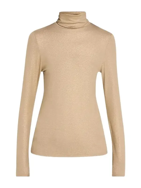 Women's Soft Touch Metallic Long-Sleeve Turtleneck Top