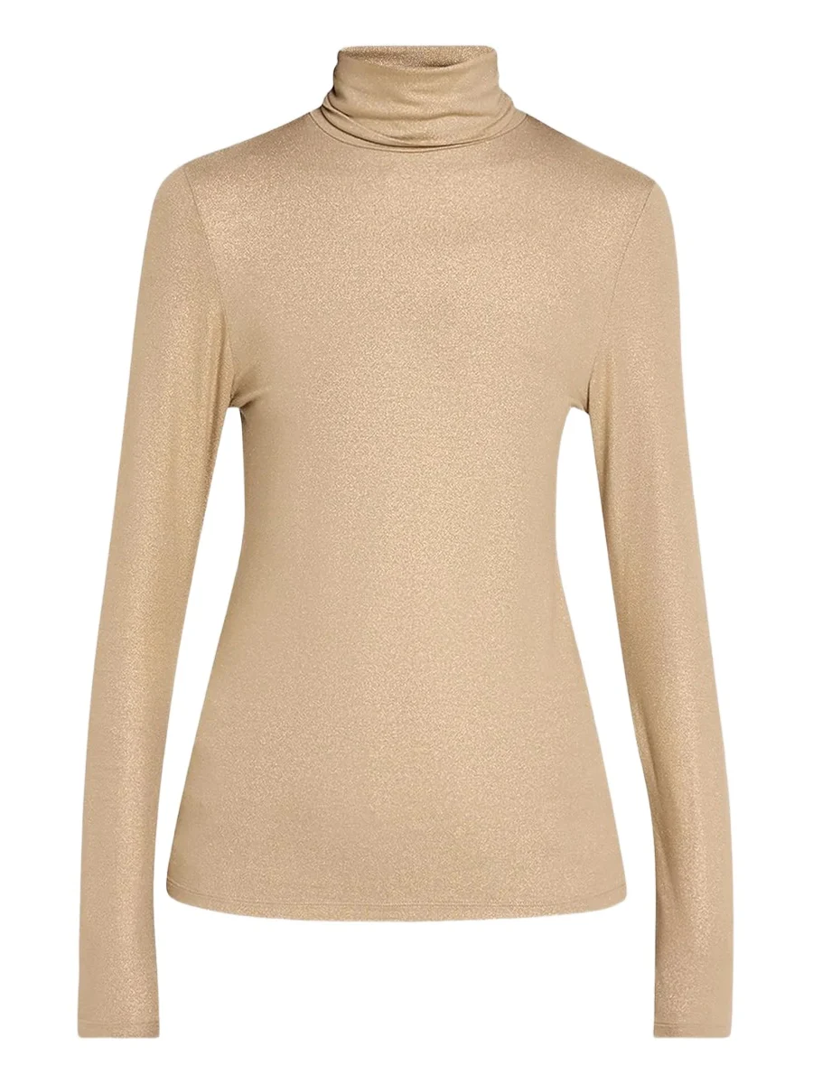 MAJESTIC FILATURES Women's Soft Touch Metallic Long-Sleeve Turtleneck Top