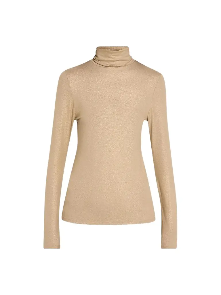 MAJESTIC FILATURES Women's Soft Touch Metallic Long-Sleeve Turtleneck Top