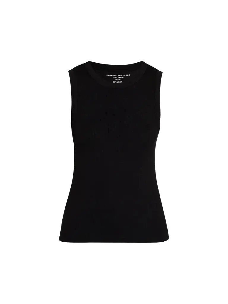 MAJESTIC FILATURES Women's Soft Touch Rib-Knit Crewneck Tank Top