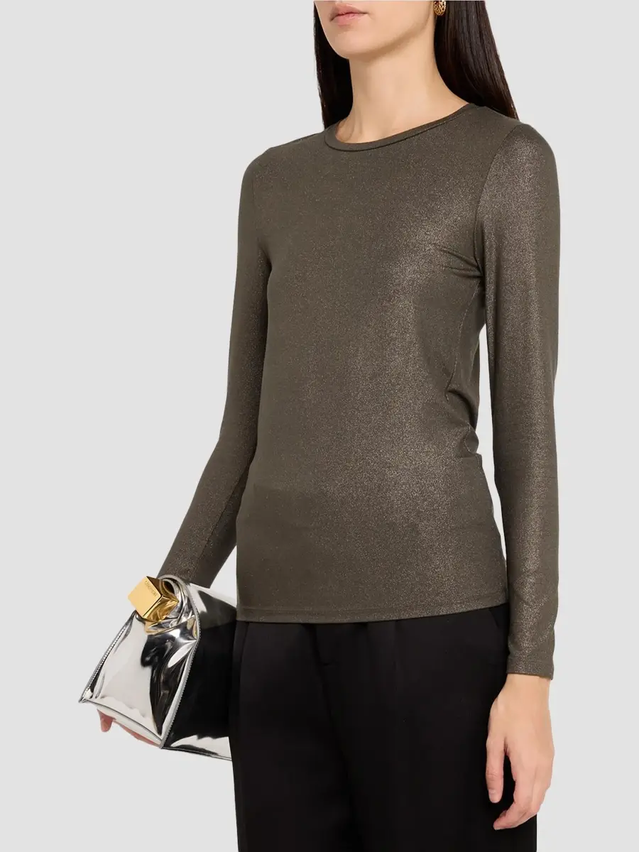 MAJESTIC FILATURES Women's Soft Touch Metallic Long-Sleeve Crewneck T-Shirt | Thumbnail 4 MAJESTIC FILATURES Women's Soft Touch Metallic Long-Sleeve Crewneck T-Shirt | Thumbnail 4