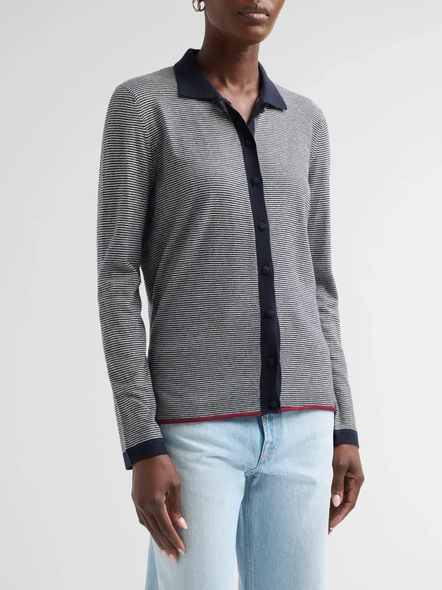 MAJESTIC FILATURES Women's Stripe Cashmere Button-Front Shirt | Thumbnail 4 MAJESTIC FILATURES Women's Stripe Cashmere Button-Front Shirt | Thumbnail 4