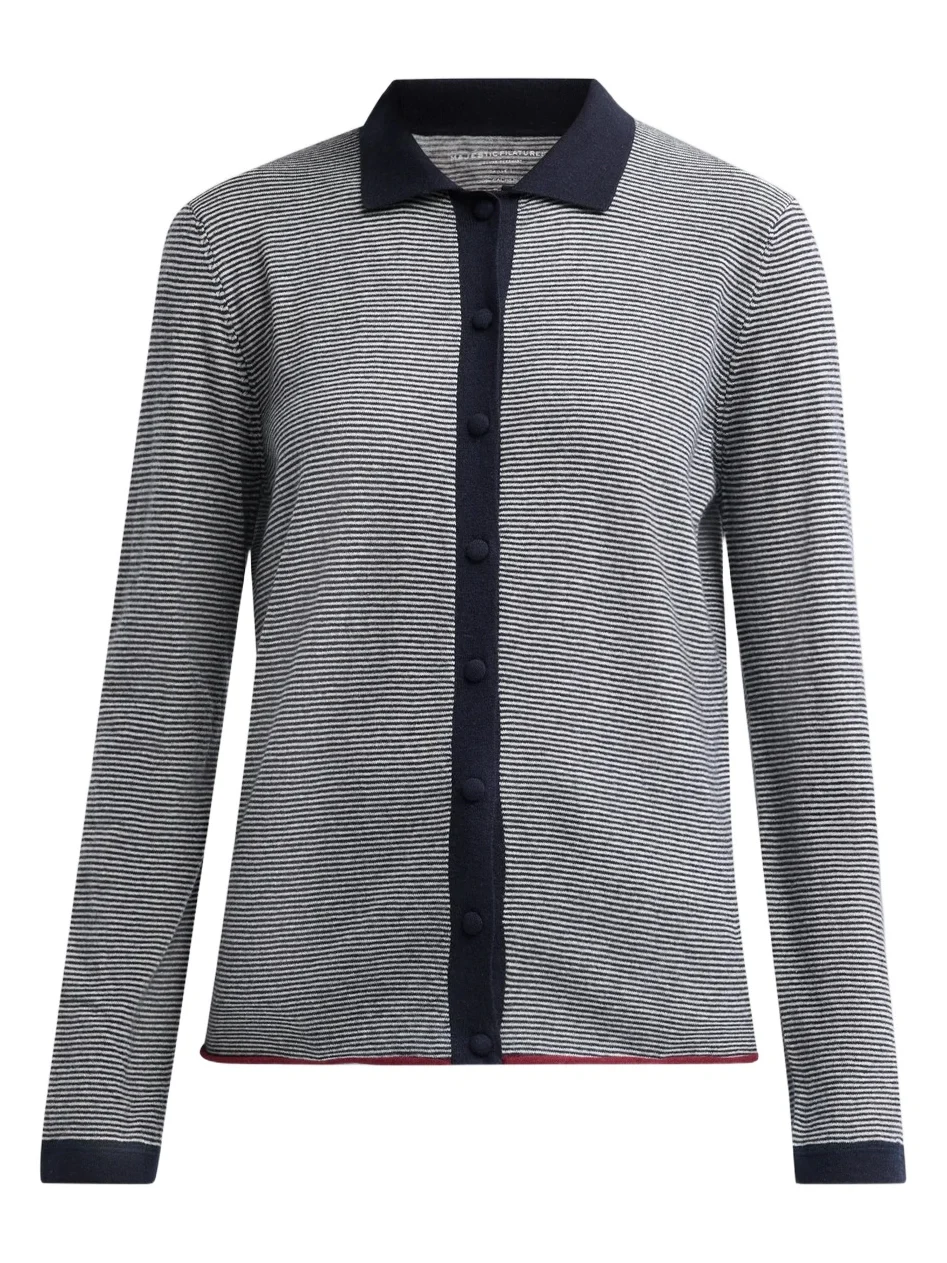 Women's Stripe Cashmere Button-Front Shirt Women's Stripe Cashmere Button-Front Shirt