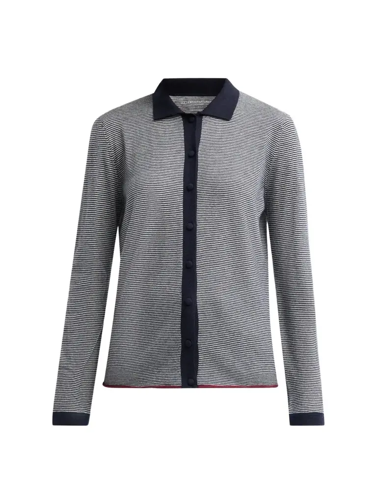 Women's Stripe Cashmere Button-Front Shirt Women's Stripe Cashmere Button-Front Shirt