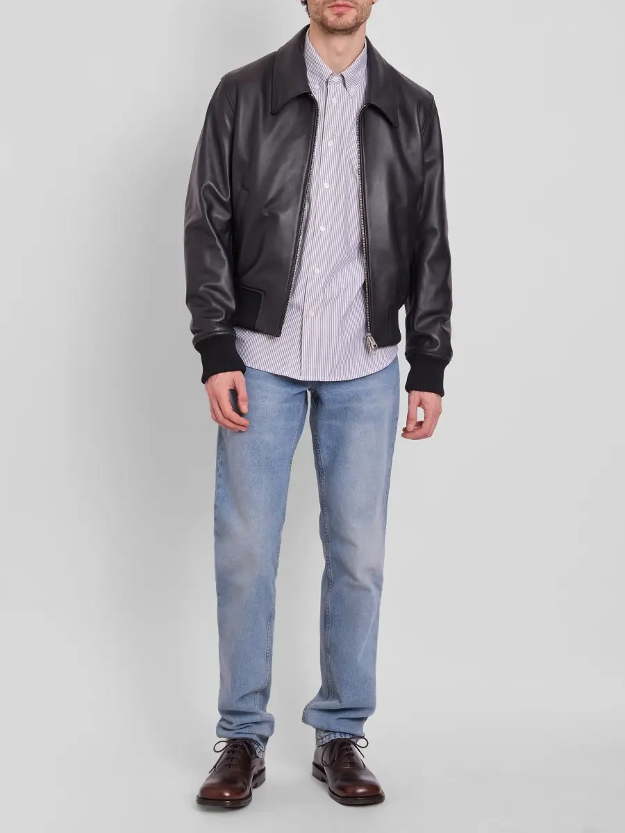 AMI PARIS Men's Zip-Front Leather Jacket | Thumbnail 2