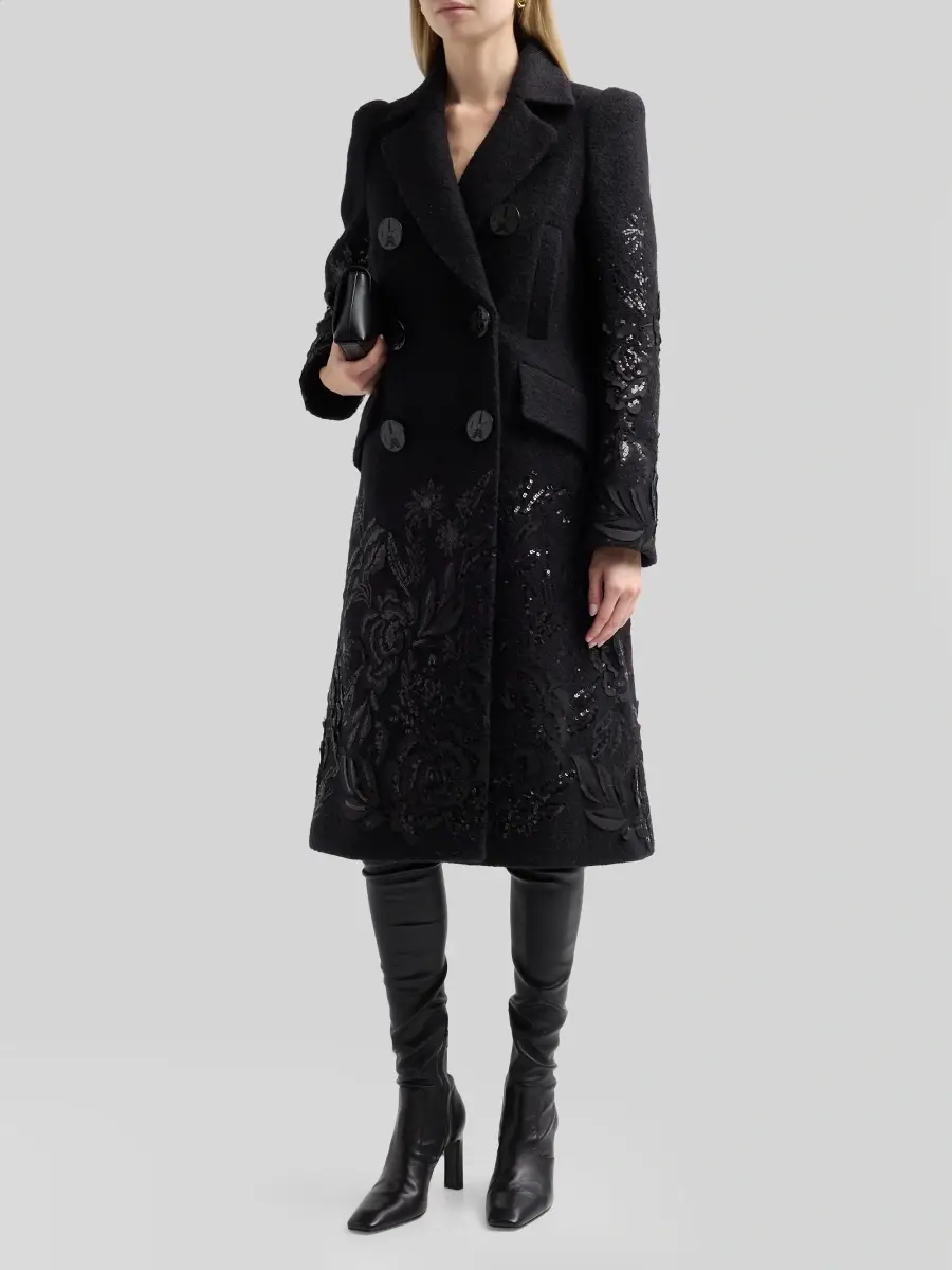 MAISON COMMON Women's Wool Embroidered Evening Coat | Thumbnail 4 MAISON COMMON Women's Wool Embroidered Evening Coat | Thumbnail 4