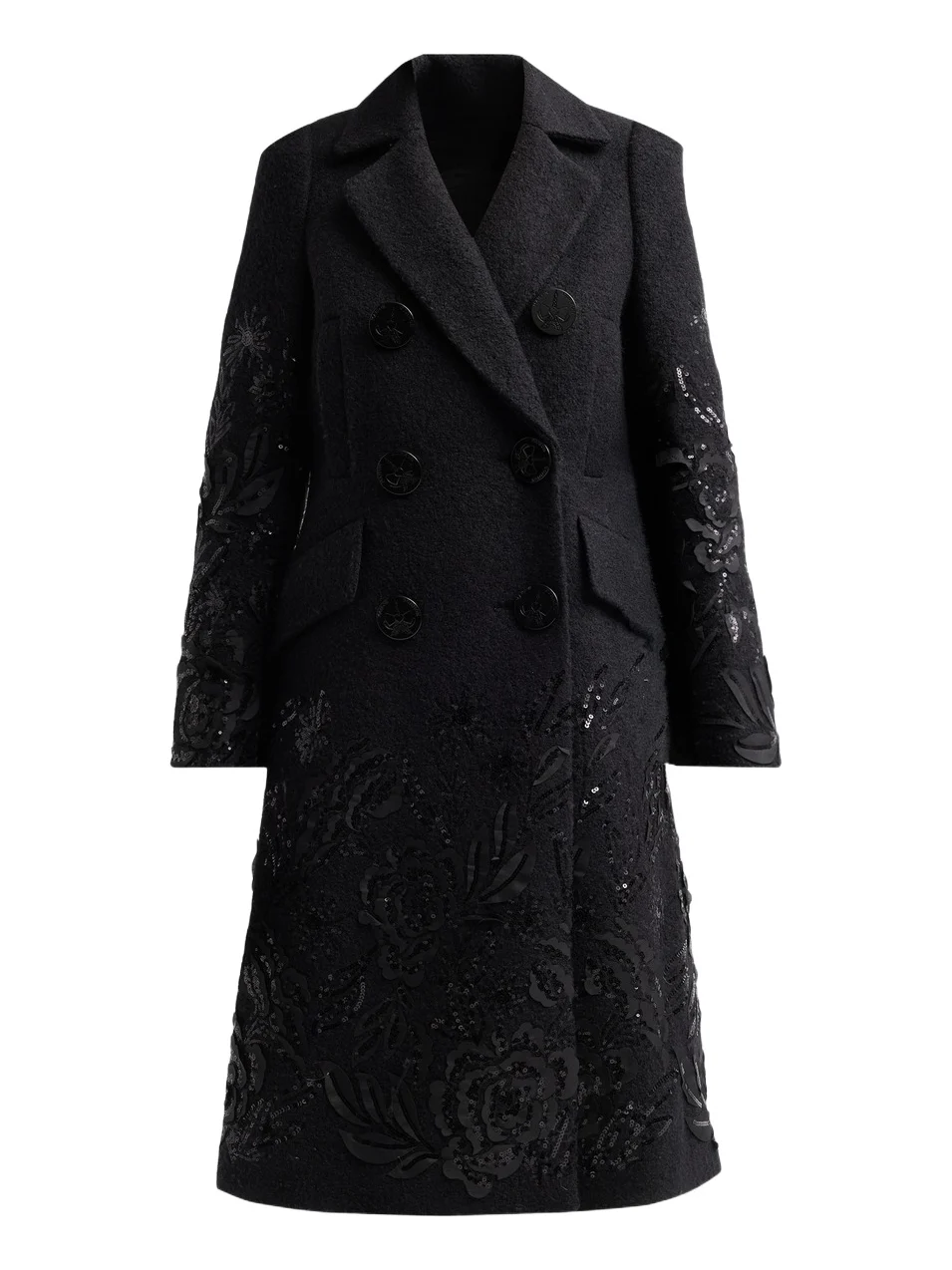 MAISON COMMON Women's Wool Embroidered Evening Coat