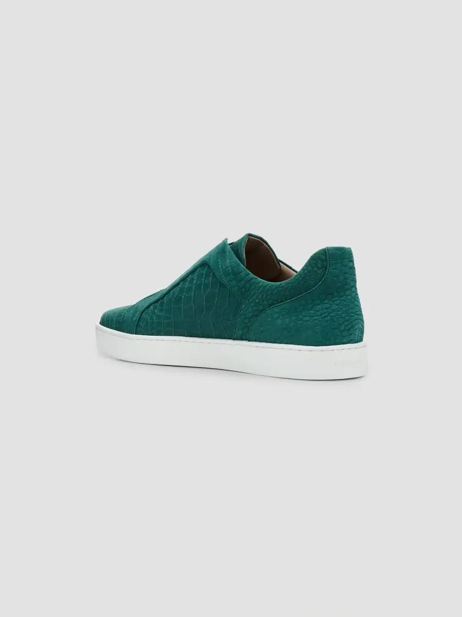 Manolo Blahnik Men's Agilo Croc-Embossed Suede Low-Top Sneakers | Thumbnail 4 Manolo Blahnik Men's Agilo Croc-Embossed Suede Low-Top Sneakers | Thumbnail 4