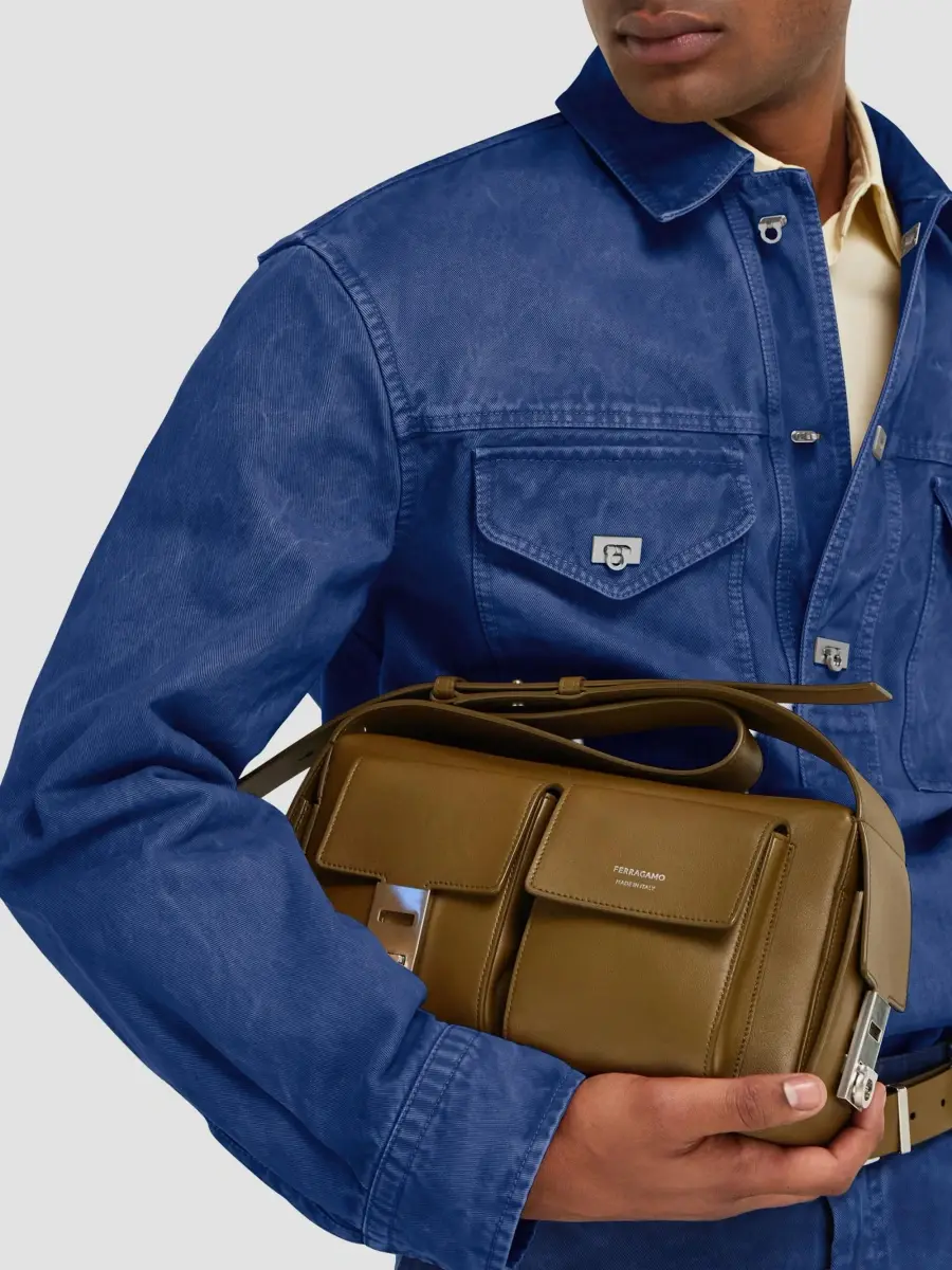 Ferragamo Men's Hug Buckle Utility Shoulder Bag | Thumbnail 2 Ferragamo Men's Hug Buckle Utility Shoulder Bag | Thumbnail 2