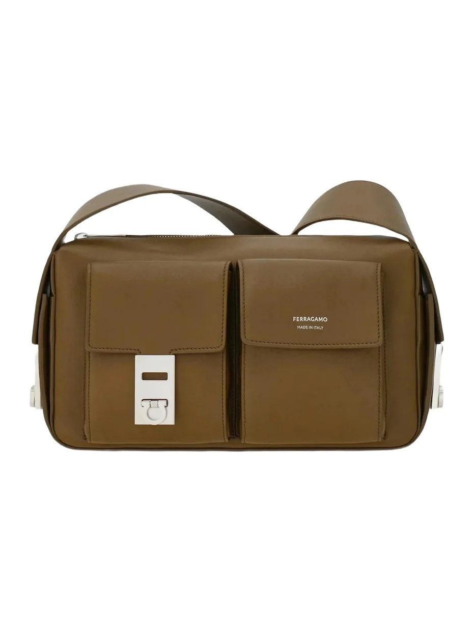 Ferragamo Men's Hug Buckle Utility Shoulder Bag