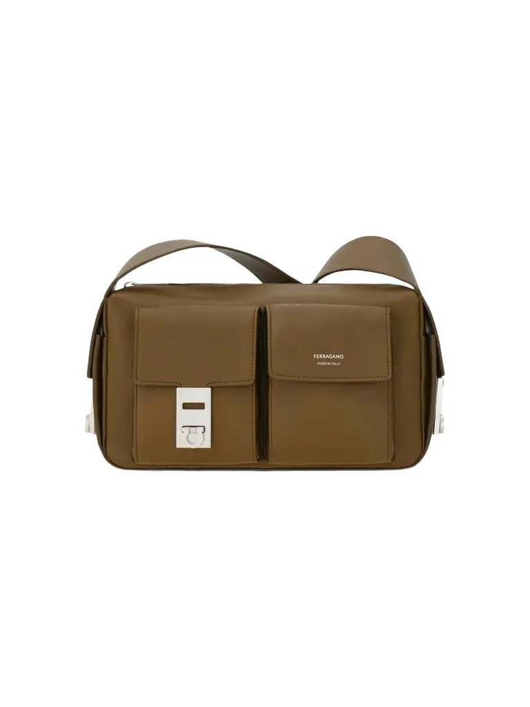 Ferragamo Men's Hug Buckle Utility Shoulder Bag