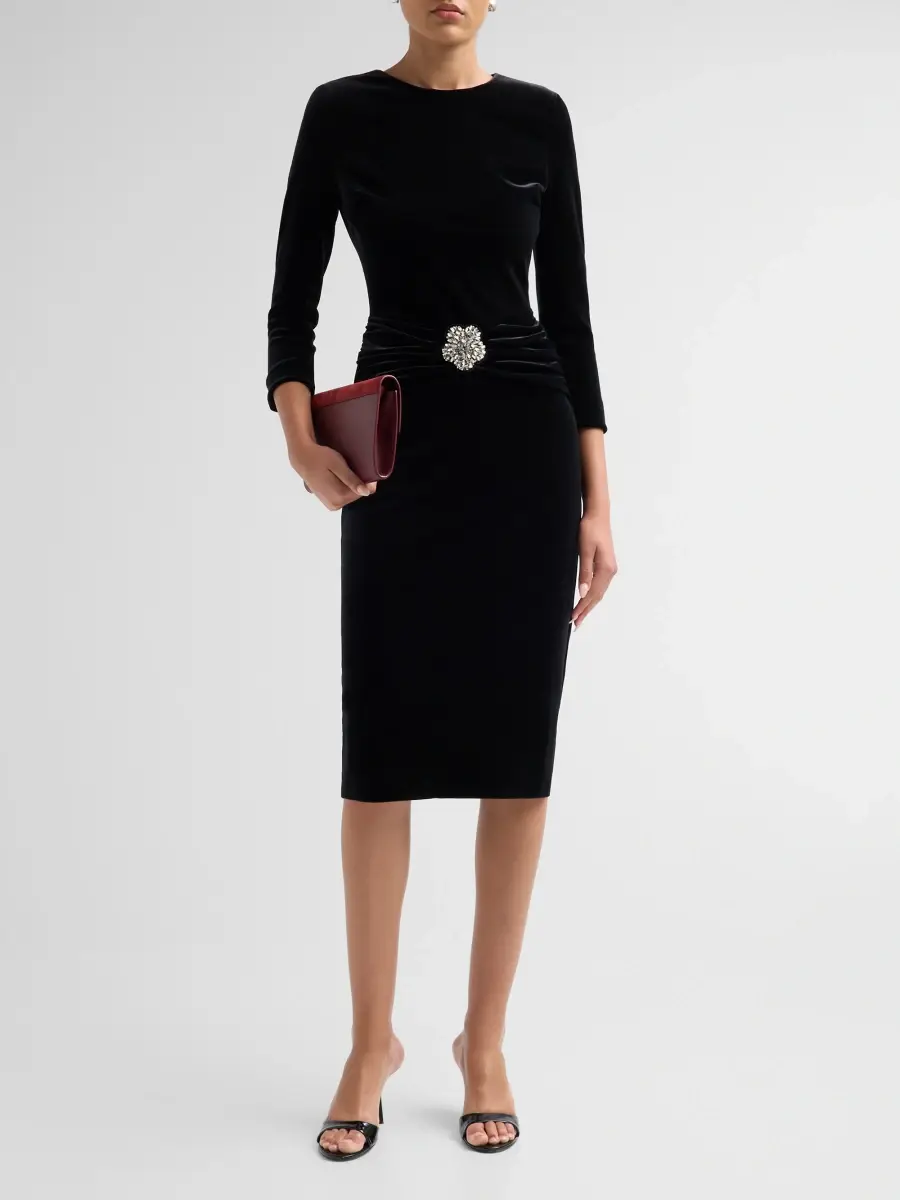 Chiara Boni La Petite Robe Women's Yaras Velvet Embellished Midi Dress | Thumbnail 2 Chiara Boni La Petite Robe Women's Yaras Velvet Embellished Midi Dress | Thumbnail 2