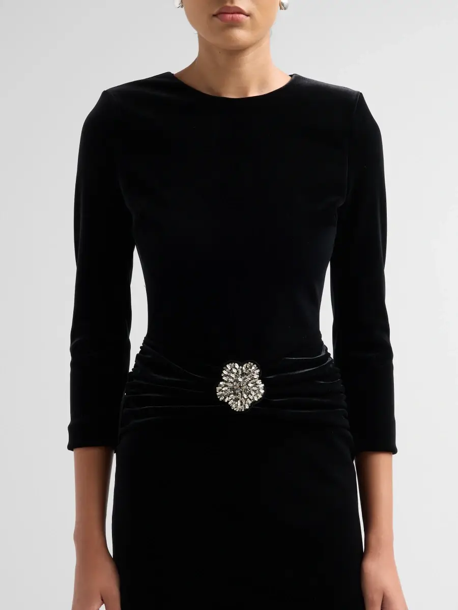 Chiara Boni La Petite Robe Women's Yaras Velvet Embellished Midi Dress | Thumbnail 5 Chiara Boni La Petite Robe Women's Yaras Velvet Embellished Midi Dress | Thumbnail 5