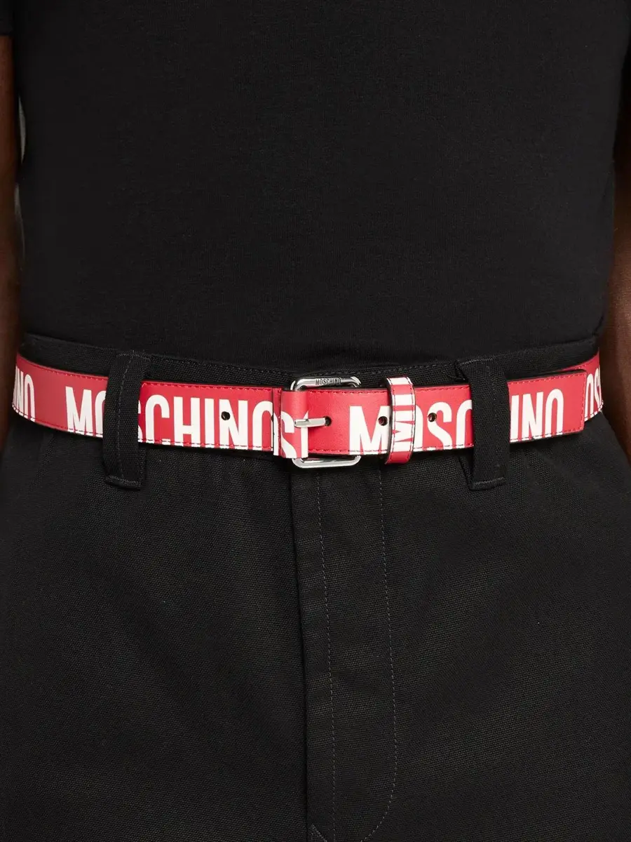 MOSCHINO Men's Logo Leather Belt | Thumbnail 2 MOSCHINO Men's Logo Leather Belt | Thumbnail 2