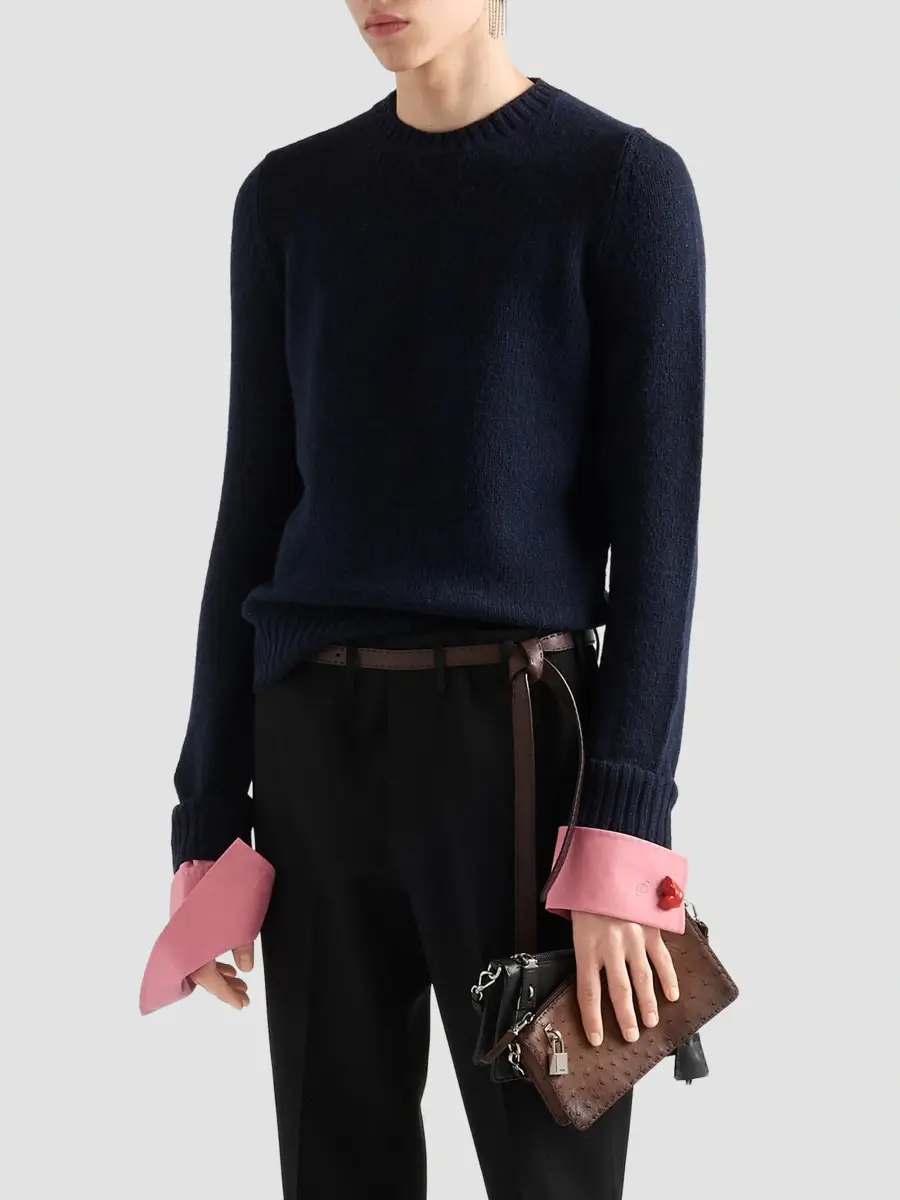 Prada Men's Shetland Wool Crewneck Sweater | Thumbnail 2 Prada Men's Shetland Wool Crewneck Sweater | Thumbnail 2