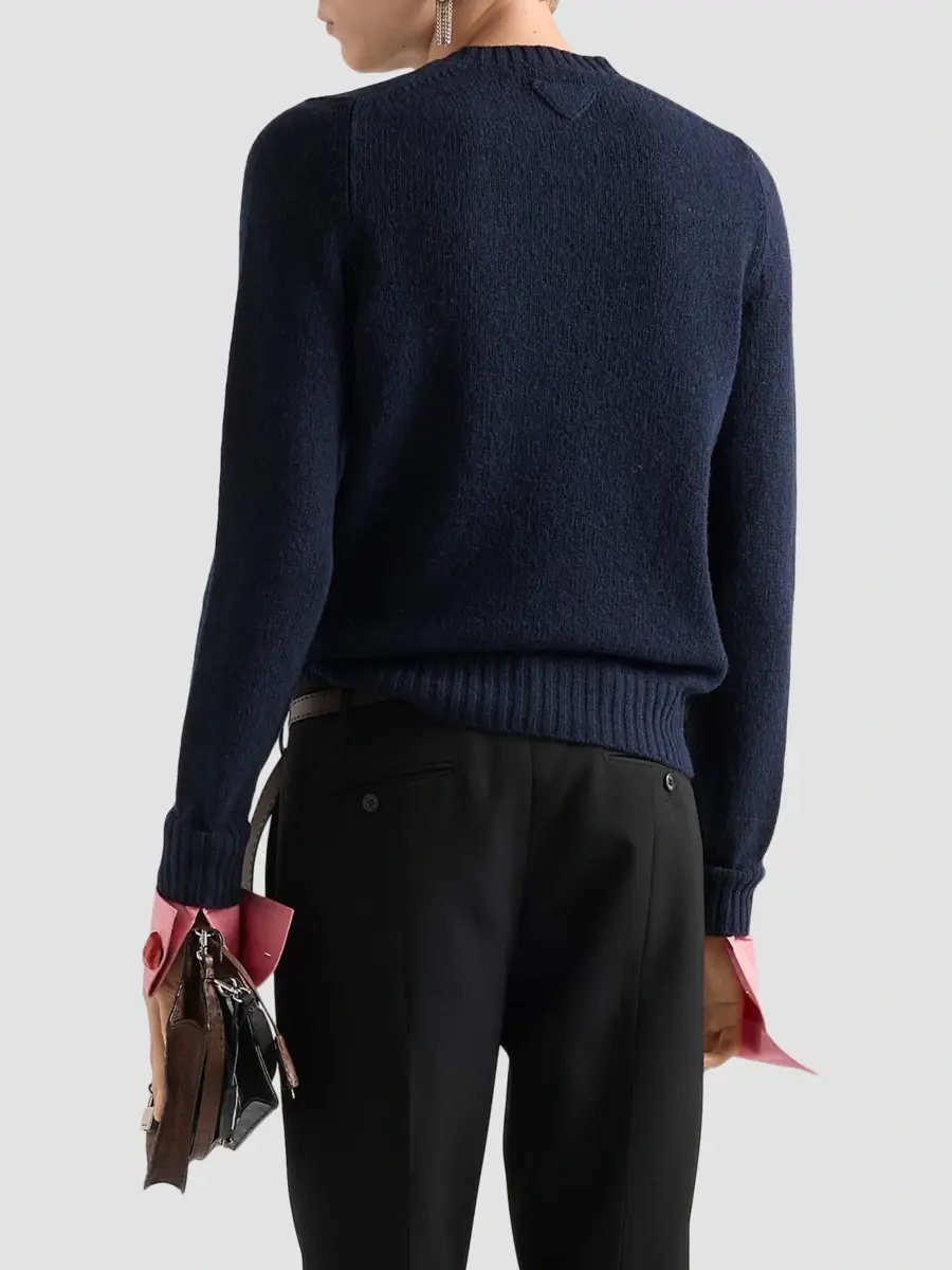 Prada Men's Shetland Wool Crewneck Sweater | Thumbnail 4 Prada Men's Shetland Wool Crewneck Sweater | Thumbnail 4