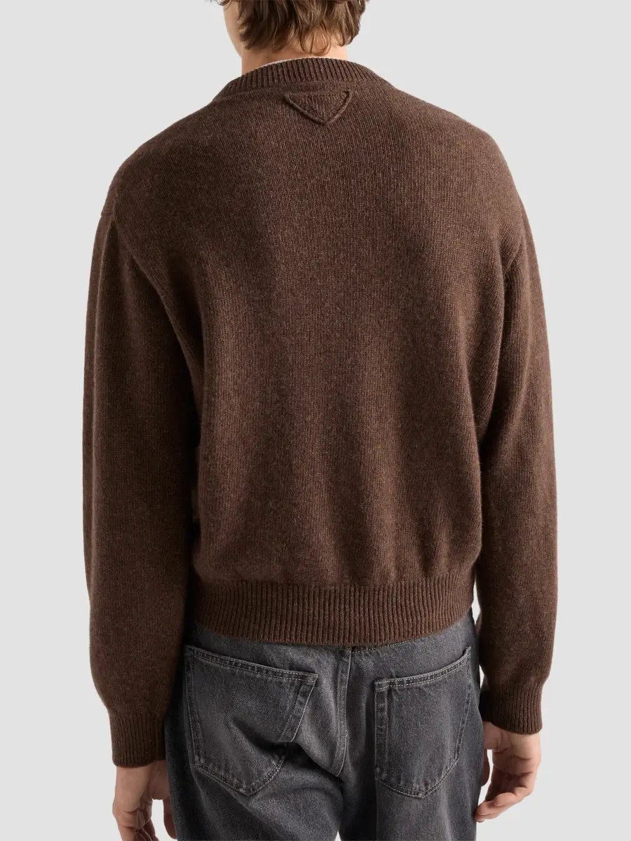 Prada Men's Re-Cashmere Crewneck Sweater | Thumbnail 4 Prada Men's Re-Cashmere Crewneck Sweater | Thumbnail 4