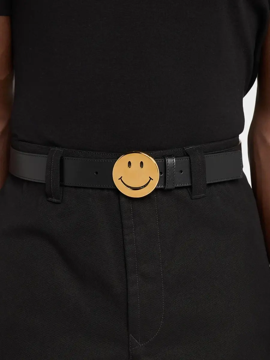 MOSCHINO Men's Smiley Buckle Leather Belt | Thumbnail 2 MOSCHINO Men's Smiley Buckle Leather Belt | Thumbnail 2