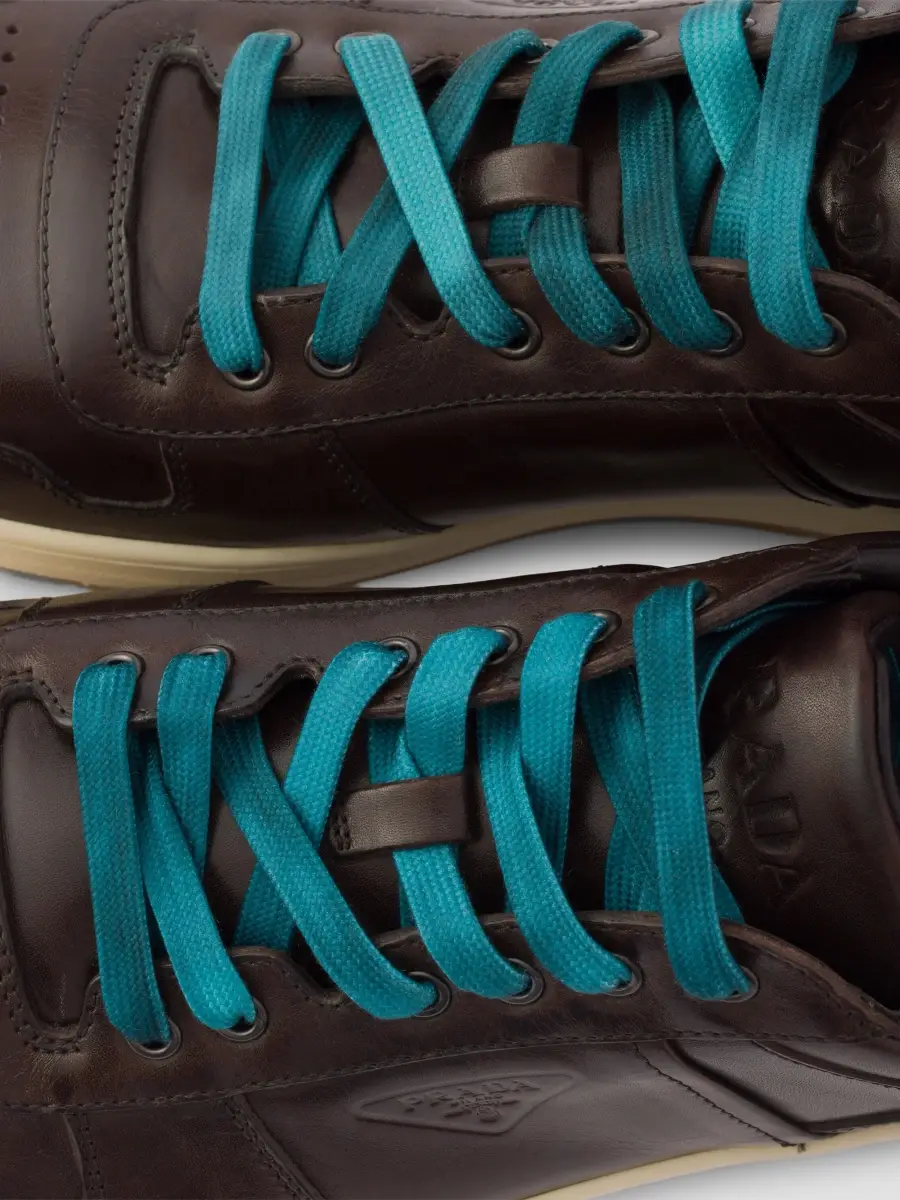 Prada Men's Downtown Aged Leather Sneakers | Thumbnail 5 Prada Men's Downtown Aged Leather Sneakers | Thumbnail 5