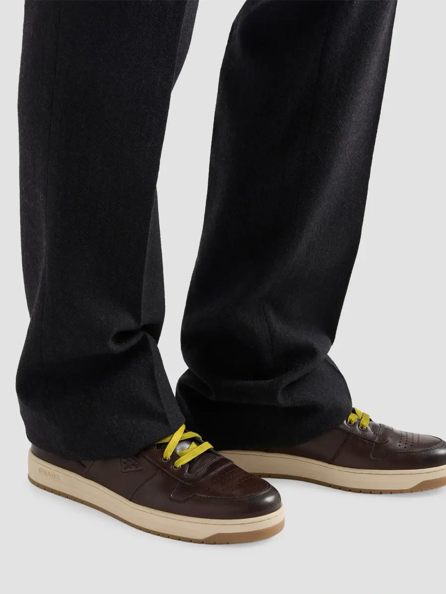 Prada Men's Downtown Aged Leather Sneakers | Thumbnail 6 Prada Men's Downtown Aged Leather Sneakers | Thumbnail 6
