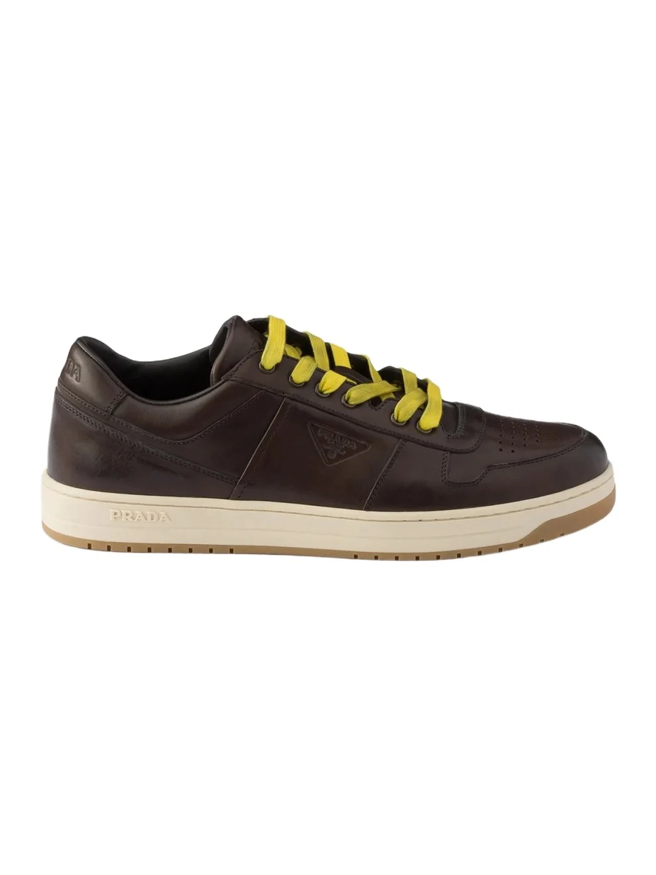 Prada Men's Downtown Aged Leather Sneakers