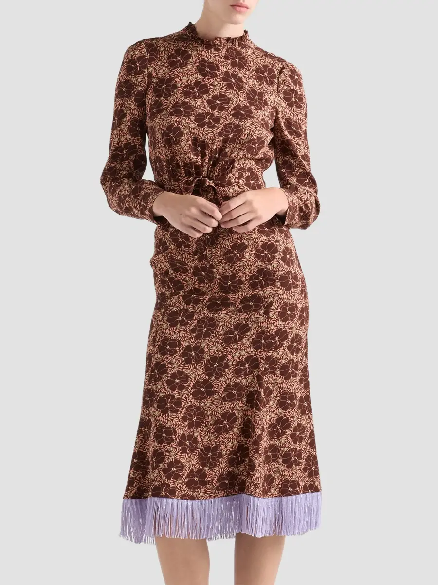 Prada Women's Embroidered Floral Print Sablé Dress | Thumbnail 2