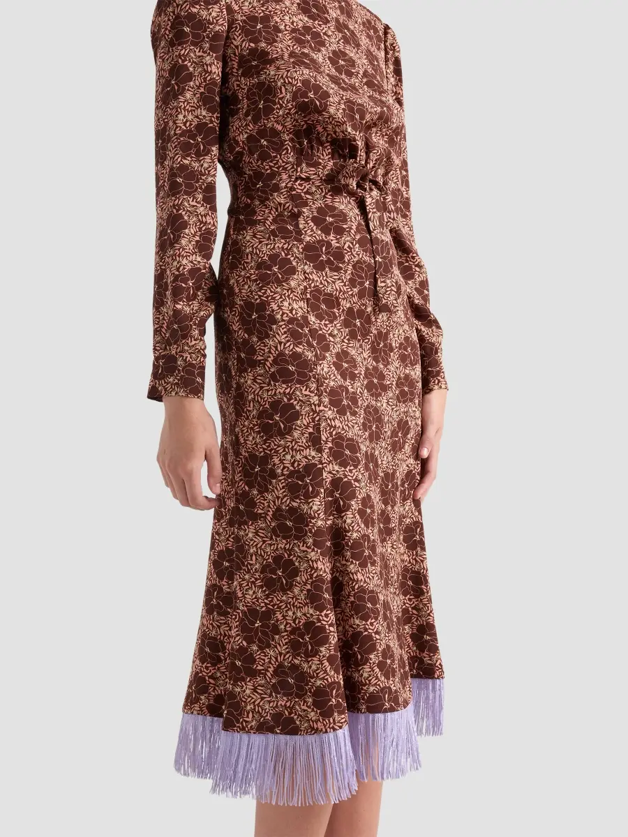 Prada Women's Embroidered Floral Print Sablé Dress | Thumbnail 4