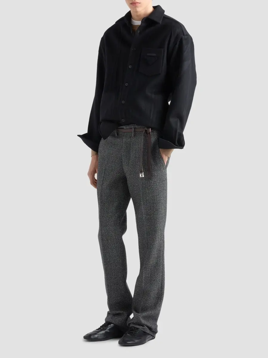 Prada Men's Wool and Cashmere Shirt - Black | Thumbnail 2